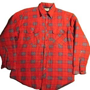 Vintage Men's Flannel Shirt Jacket Medium 1990's Red Insulated Wilderness Grunge